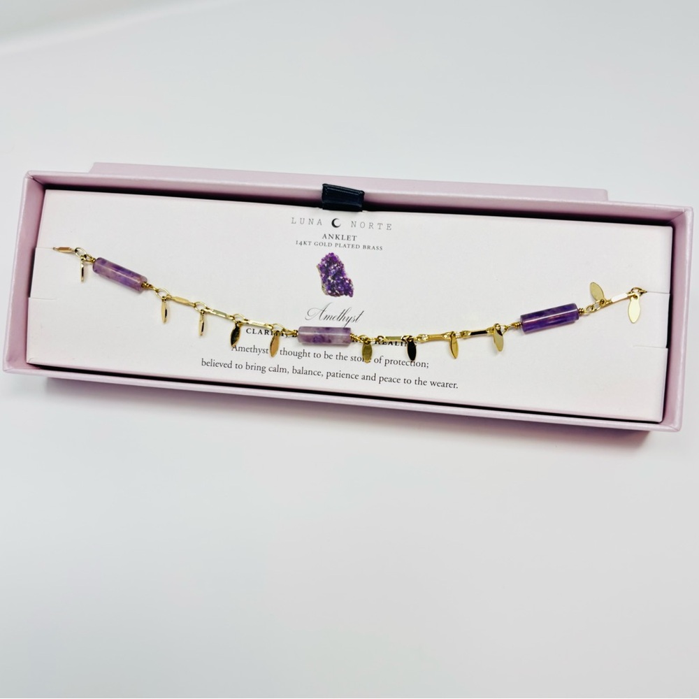 Amethyst 14kt gold Plated Brass ANKLET